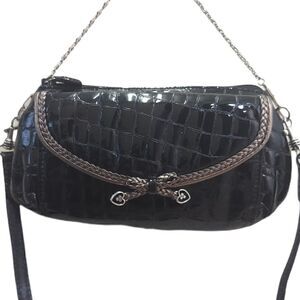 Brighton patent leather small baguette with chain